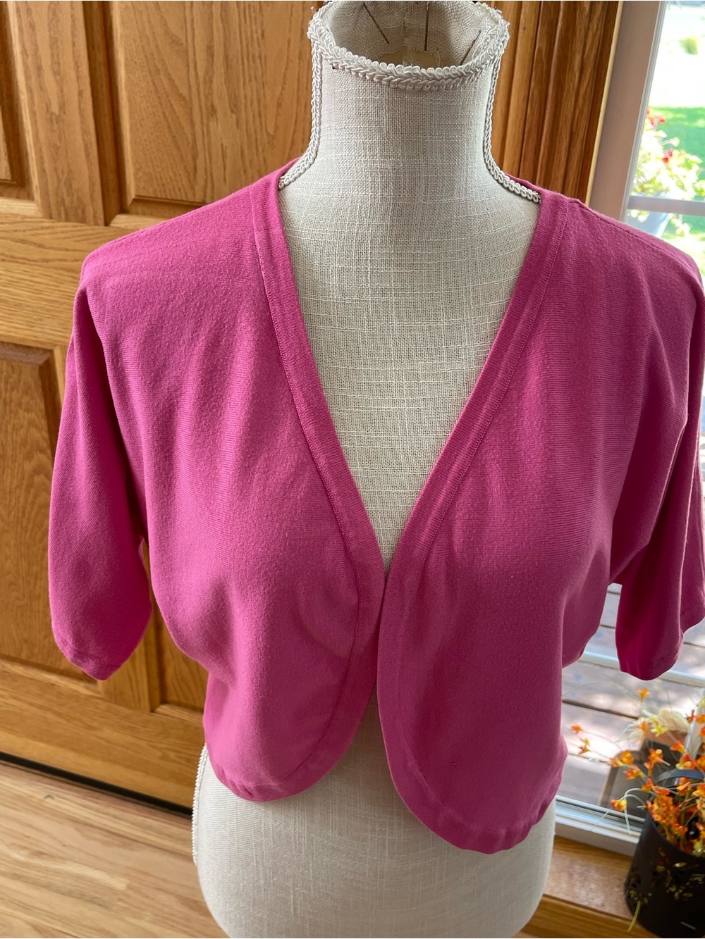 INC International Concepts Raspberry Pink Cropped Open-Front Cardigan